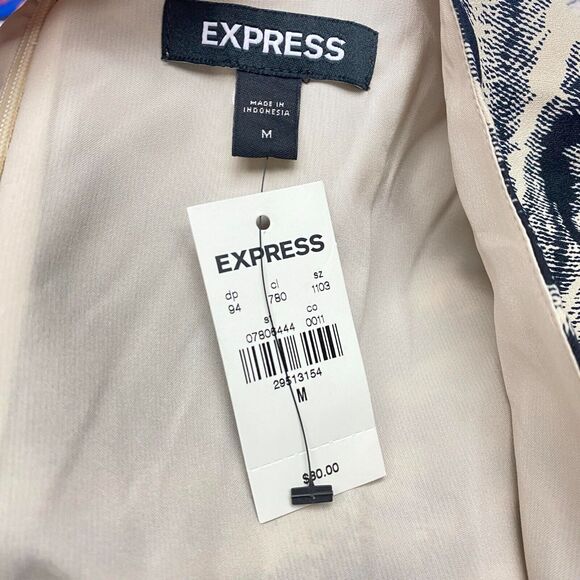 Express Women's Medium Short Sleeve Plunge V-Neck Zebra Print Faux Wrap Dress - Picture 9 of 9